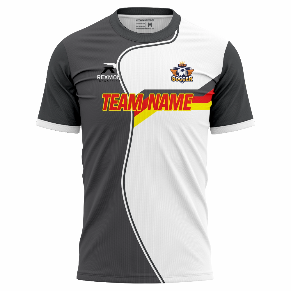 Wave Black White Custom Soccer Jersey