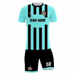 Aqualume custom soccer kit in aqua mint and black by Rexmon Industries