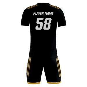 Aurex custom soccer kit in black and gold by Rexmon Industries