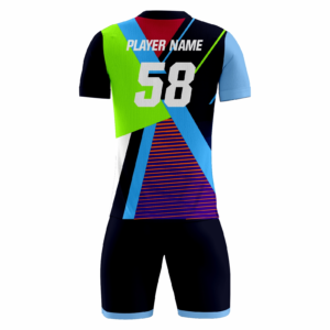 Crosshive. Crosshive fully sublimated custom soccer uniform in black, cyan and lime