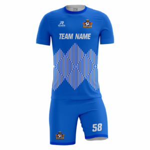 Diamondra fully sublimated custom soccer uniform in royal blue and white