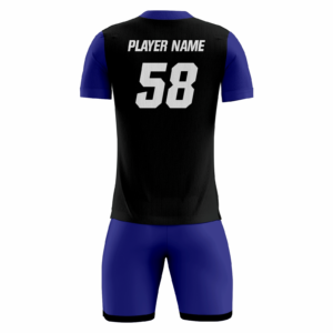 Embershade fully sublimated custom soccer uniform in black, copper and navy