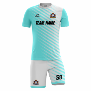 Glacien custom soccer kit in mint aqua and white by Rexmon Industries