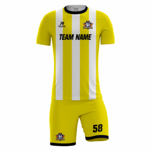 Goldcrest custom soccer kit in yellow and white by Rexmon Industries