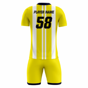 Goldcrest. Goldcrest fully sublimated custom soccer uniform in yellow and white