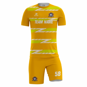 Goldrush custom soccer kit in gold and lime by Rexmon Industries