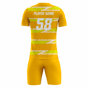 Goldrush. Goldrush fully sublimated custom soccer uniform in gold and lime