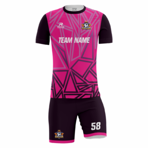 Gridspire custom soccer kit in hot pink and black by Rexmon Industries