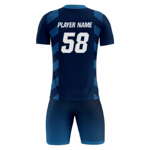 Midnexus custom soccer kit in navy and steel blue by Rexmon Industries