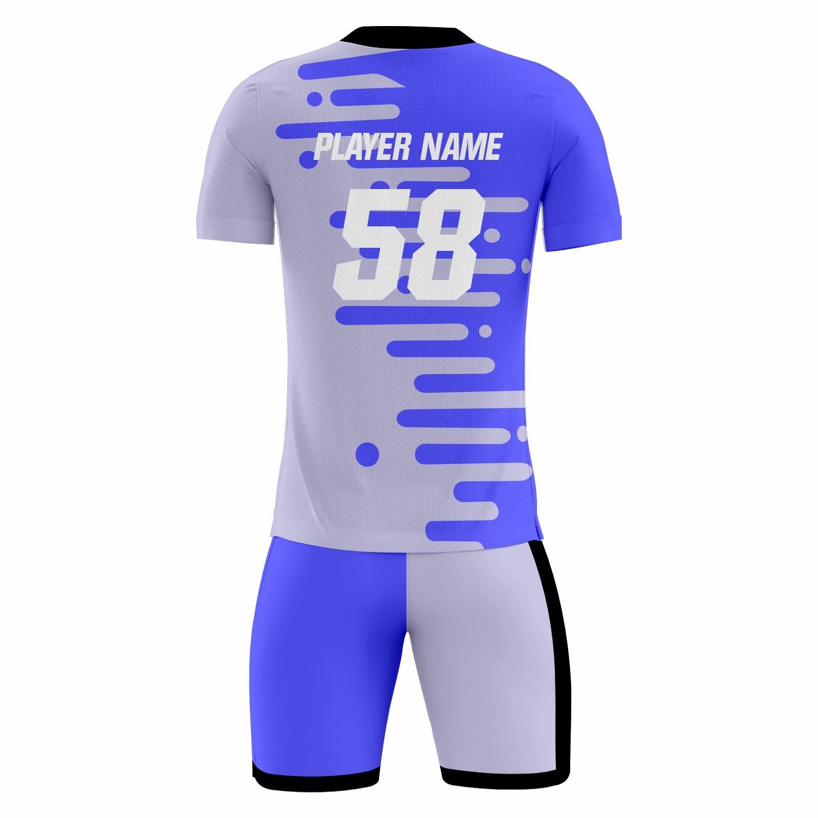 Monolith. Monolith fully sublimated custom soccer uniform in violet blue and lilac