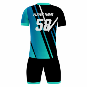 Turbostrike fully sublimated custom soccer uniform in black and teal