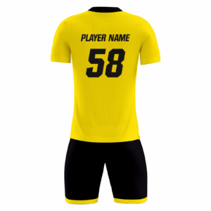 Voltmark fully sublimated custom soccer uniform in yellow and black